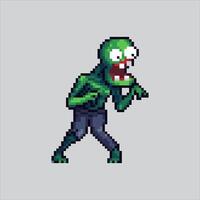 Creepy Scary Zombie Icon pixelated for the pixel art game and icon for website and game. old school retro. vector