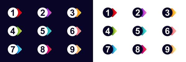 Colorful numbered bullet points for lists and presentations design vector
