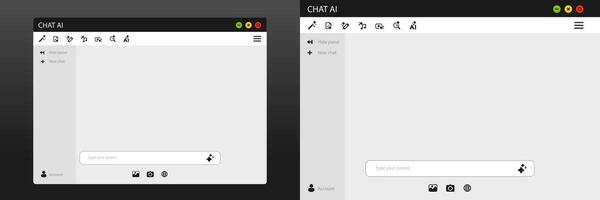 Ai chat window interface with interactive icons for seamless and user friendly communication vector