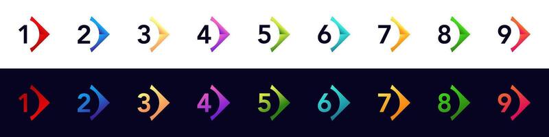 Colorful numbered step markers for presentations and checklists in vibrant circular design vector