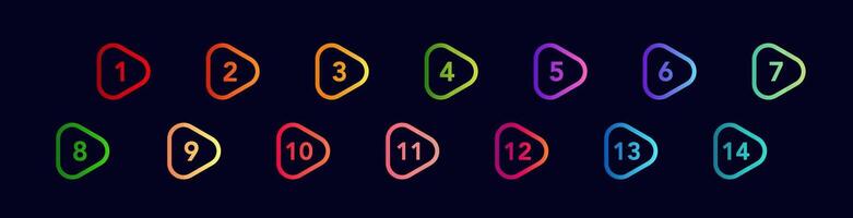 Colorful numbered bullet points for lists or presentations with clear step-by-step icons vector
