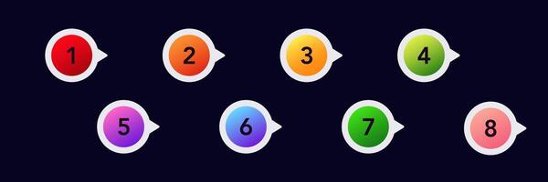 Colorful numbered icons for bullet points and list markers in presentations and infographics vector