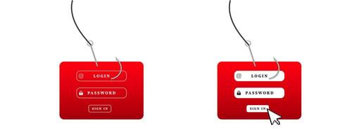 Digital security threat visualized with hooked login and password elements vector
