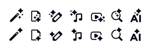 Ai icon set featuring tools for technology and creative software applications vector