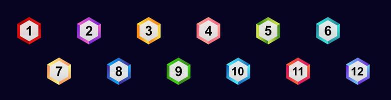 Colorful numbered icons as list markers for presentations and infographic steps vector