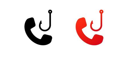 Phone icon with hook symbolizing online phishing beware of phone scams and fraud calls vector