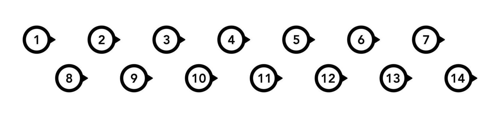 Numbered icons for lists and presentations in black and white design