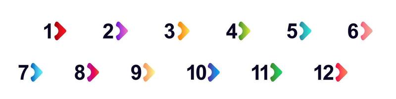 Colorful numbered bullet points for lists and presentations vector