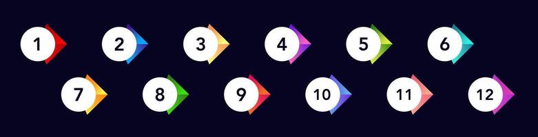 Colorful numbered icons for lists and step-by-step instructions in presentations vector