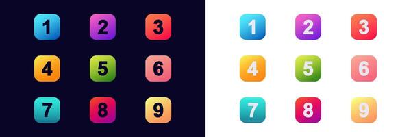 Colorful numbered icons for bullet points and lists in presentations and infographics vector