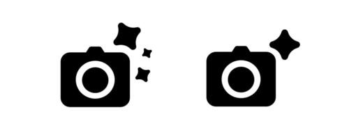 Ai camera icons with sparkle elements for digital and creative artificial intelligence projects vector