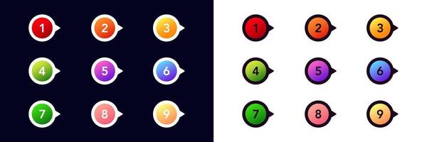 Colorful numbered icons for bullet points in lists and step-by-step instructions vector