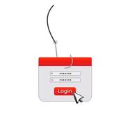 Online login security threat depicted with hooked username and password fields vector