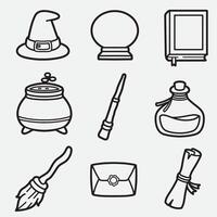 set of wizard with outline style good for logo, symbol, icon, coloring page, coloring book, etc vector
