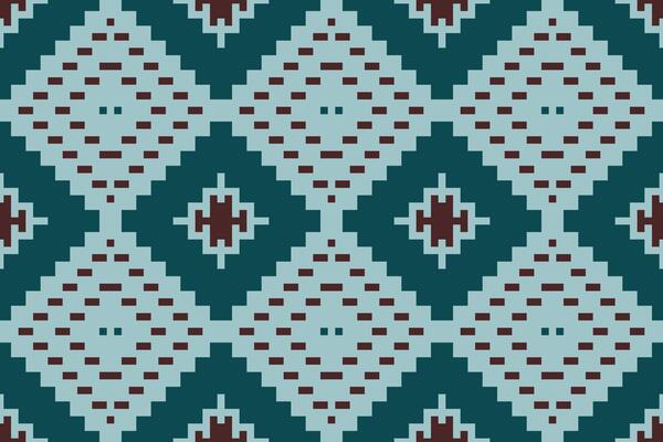 Pixelated Abstract Geometric Pattern Designfolk Embroidery, Aztec Geometric Ornament Print. Design for Carpet, Wallpaper, Clothing, Wrapping, Fabric