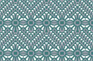Pixel Art Geometric Patterns Mathfolk Embroidery, Aztec Geometric Ornament Print. Design for Carpet, Wallpaper, Clothing, Wrapping, Fabric vector