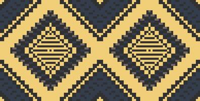 Pixelated Geometric Pattern Backgroundfolk Embroidery, Aztec Geometric Ornament Print. Design for Carpet, Wallpaper, Clothing, Wrapping, Fabric vector