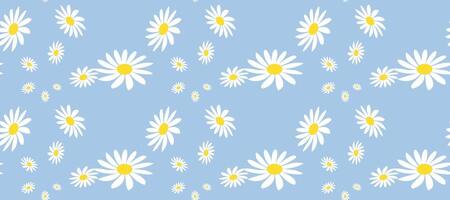 Retro Seamless Pattern With Daisy Flower on Color Backgrounds . Cute Floral Print. vector