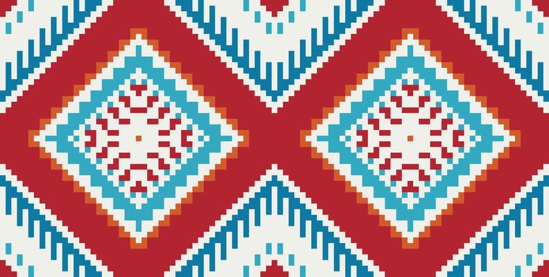 Motifs Ikat Pattern Drawingfolk Embroidery, Aztec Geometric Ornament Print. Design for Carpet, Wallpaper, Clothing, Wrapping, Fabric