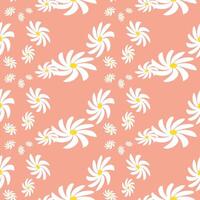 Daisy Flower Seamless Pattern. Bloom Seamless Pattern of White Daisies on Color Background. vector
