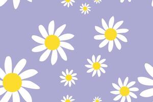 Blossom Simple Daisy Pattern Printable. Vintage Seamless Pattern of White Daisies on Color Background. vector