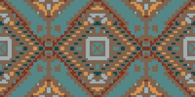 Pixel Geometric Patterns Examplesfolk Embroidery, Aztec Geometric Ornament Print. Design for Carpet, Wallpaper, Clothing, Wrapping, Fabric vector