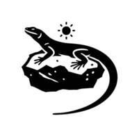 Lizard on rock with sun and sun rays vector