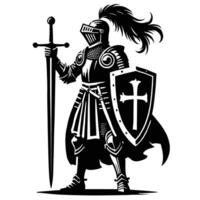 Knight with sword and shield vector