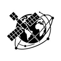 An image of a satellite and earth vector