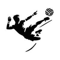 Soccer player kicking ball on white background vector
