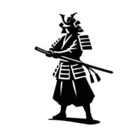 A silhouette of a samurai with a sword vector