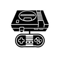 A black and white illustration of a game console vector