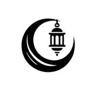 The logo for ramadan is a crescent with a lantern vector