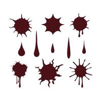 Ink Blood Splatter splash Shapes water drops, Gun Shot Wall Crack Texture Pattern Abstract Shapes on White Background vector