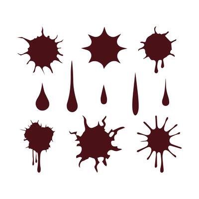 Ink Blood Splatter splash Shapes water drops, Gun Shot Wall Crack Texture Pattern Abstract Shapes on White Background