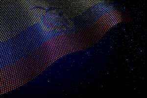 Ecuador digital flag made of dots over a starry background vector