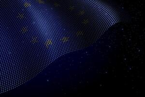 European Union digital flag made of dots over a starry background vector