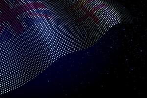 Fiji digital flag made of dots over a starry background vector