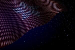 Hong Kong digital flag made of dots over a starry background vector