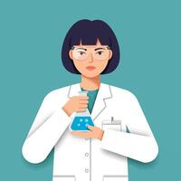 Chemist with Blue Liquid in Flask Art vector