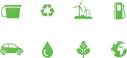 green icons on a white background vector