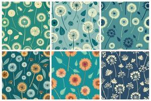 A set of six different floral patterns for print vector