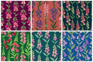 A set of six different floral patterns vector