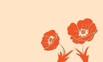 Two red poppy flowers against a light background. vector