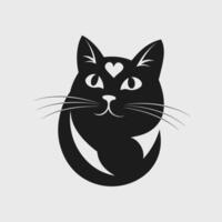 Minimal cat logo, heart on head, unique, modern vector