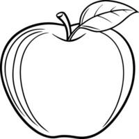 Apple Line Art Illustration - Simple Fruit Outline Drawing with Leaf vector