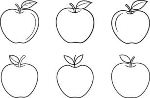 Set of Apple Outlines - Minimalist Fruit Line Art for Autumn and Fall Themes vector