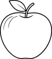 Simple Apple Line Art - Minimal Fruit Outline with Leaf for Coloring and Design vector