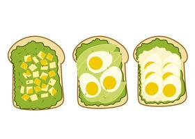 The avocado toast with egg in grup drawing vector