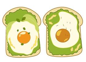 Element creammy toast egg with avocado vegetable vector